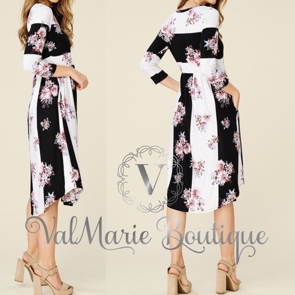 💎LAST 1 🌸Floral Striped Midi Dress - Picture 3 of 4